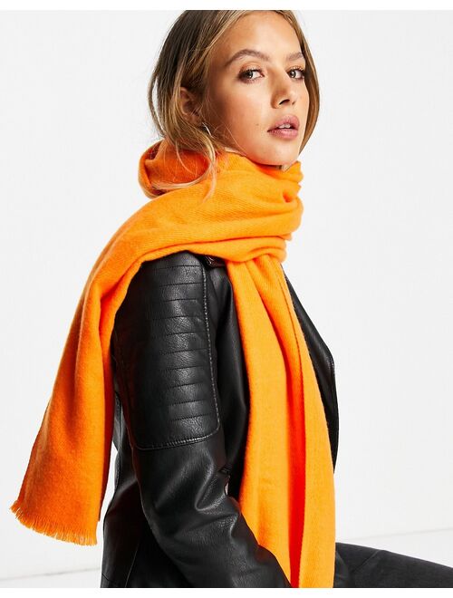 ASOS DESIGN raw edge scarf in bright orange