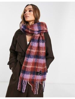 heavy plaid scarf in dark red