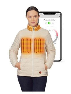 Venture Heat Women's Bluetooth Heated Jacket with Battery Pack Included - App Control Puffer Coat 7.4V