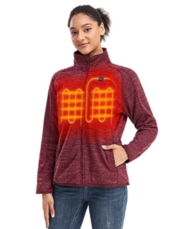 Womens Heated Jacket-Full Zip Fleece Jacket with Battery Pack