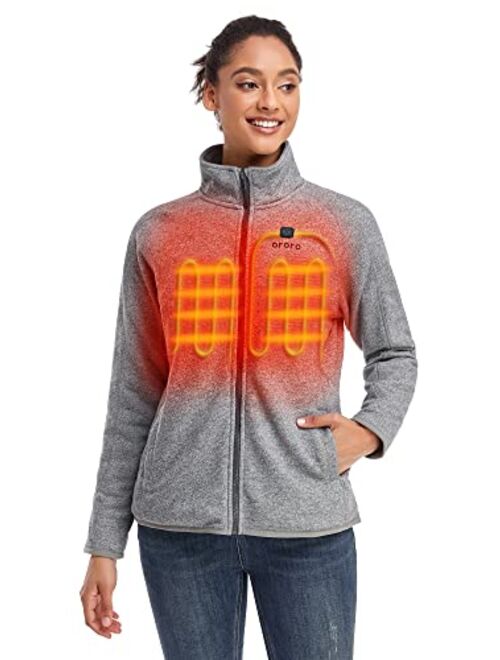 ORORO Womens Heated Jacket-Full Zip Fleece Jacket with Battery Pack