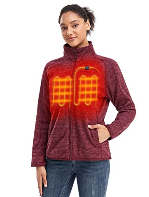 ORORO Womens Heated Jacket-Full Zip Fleece Jacket with Battery Pack