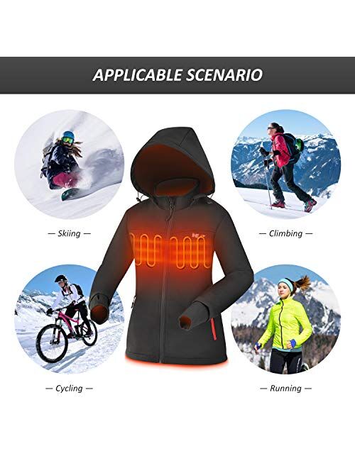 IHeat Women's Heated Jacket, Winter Jacket Slim Fit Heated Coat with 14400 mAh Battery Pack Black