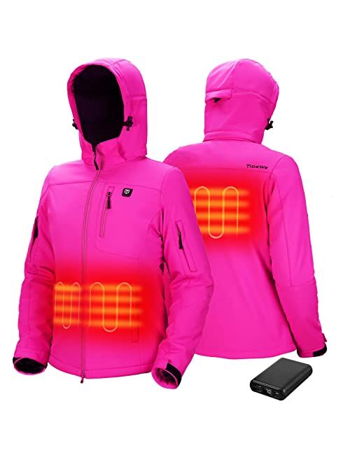 TIDEWE Heated Jacket for Women with Battery Pack (Black, Pink, Camo, Size S-XXL)