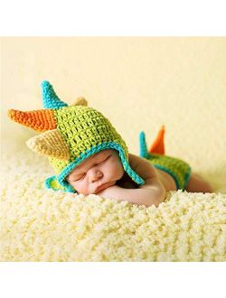 Liuhe Newborn Green Dinosaur Costume Crochet Knitted Costume Hat Pants Photography Props Costume Set Newborn Photography Prop Dinosaur Christmas0-12 Months