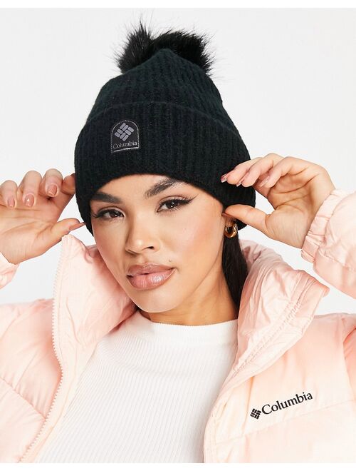 Columbia Winter Blur pom pom beanie in black