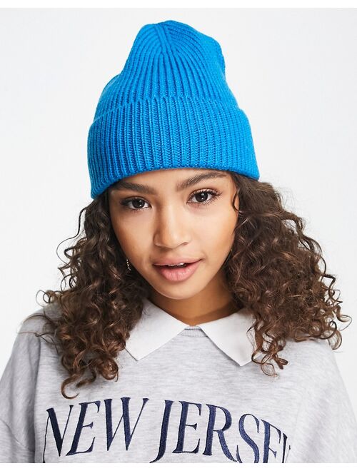 My Accessories London chunky ribbed beanie in bright blue
