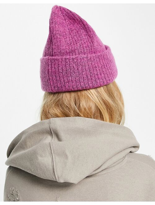 Selected Femme knit beanie hat in pink