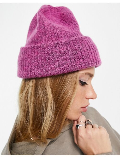 Selected Femme knit beanie hat in pink