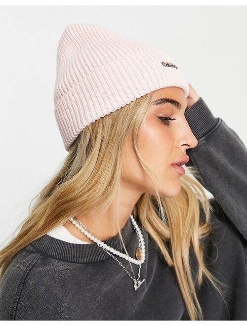 Calvin Klein Jeans logo beanie in pink