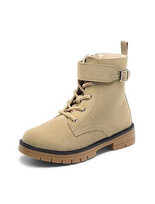 DREAM PAIRS Boys Girls Lace-up Combat Ankle Work Boots with Side Zipper(Little Kid/Big Kid)