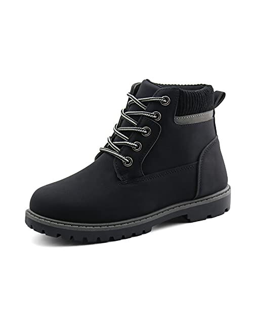 JABASIC Kids Ankle Boots Boys Girls Lace-Up Outdoor Comfort Work Boots