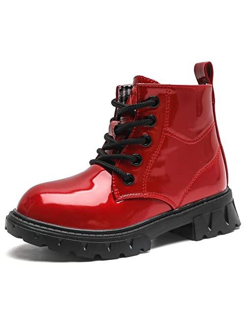 kkdom Boys Girls Waterproof Lace Up Side Zipper Ankle Combat Boots(Toddler/Little Kid/Big Kid)