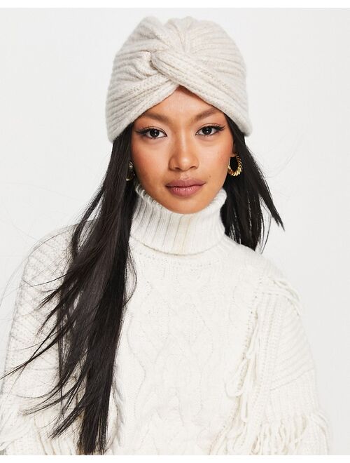 ASOS DESIGN knot front hat in stone