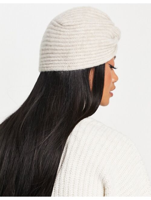 ASOS DESIGN knot front hat in stone