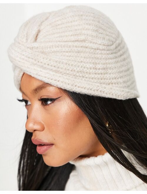 ASOS DESIGN knot front hat in stone