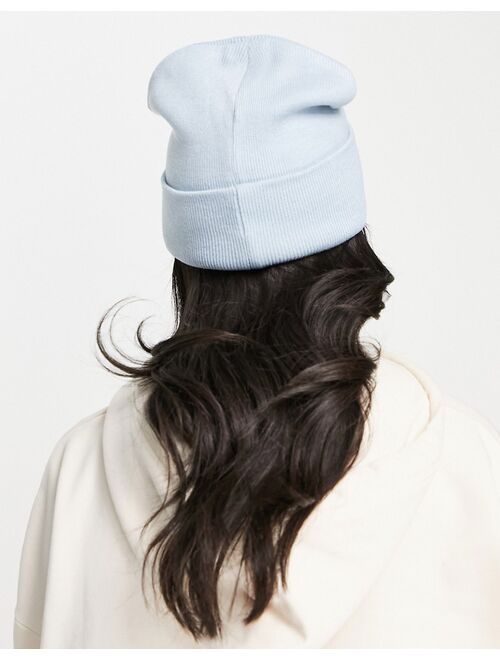 Glamorous Exclusive ribbed turn up beanie in blue