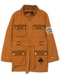 Elephant-embroidered safari jacket