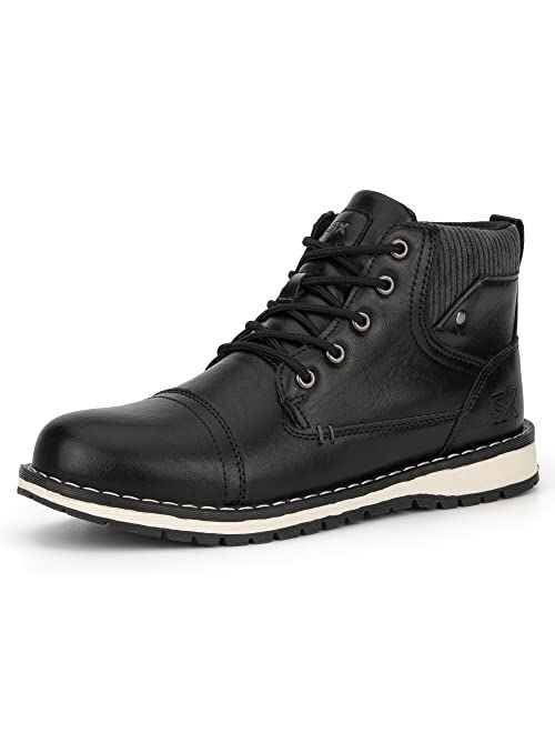 X RAY Footwear Fashion Classic Lace Up Combat Faux Leather High-Top Chukka Boots Boots w/Pull Tab, Cap-Toe, Block Heel Platform, Thermoplastic Rubber Outsole