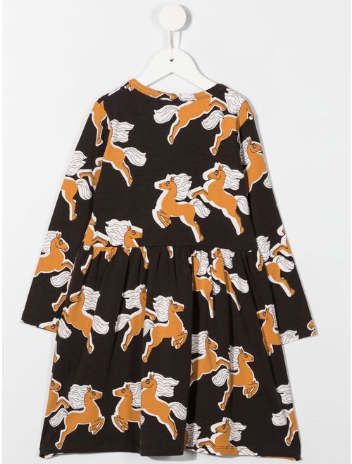 Mini Rodini horse-print long-sleeve dress