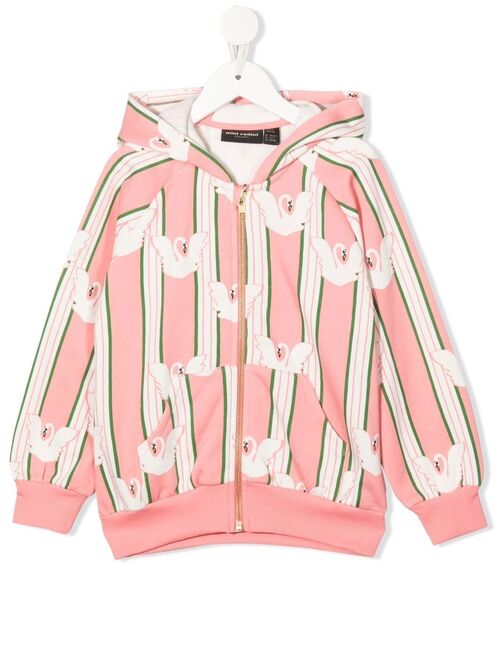 Mini Rodini swan-print hooded jacket