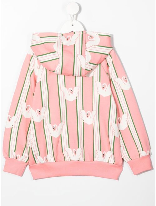 Mini Rodini swan-print hooded jacket