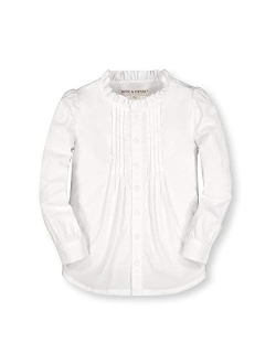 Girls' Long Sleeve Button Down Pleated Blouse