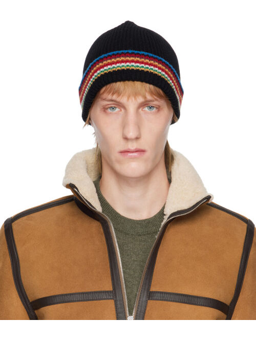 Paul Smith Black Signature Stripe Beanie