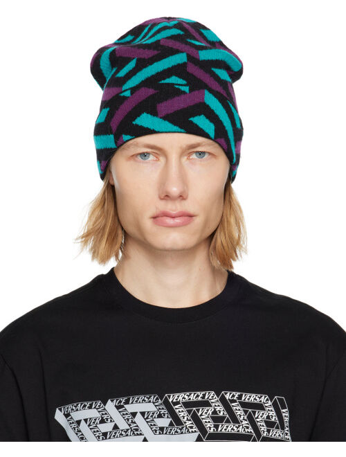 Versace Multicolor 'La Greca' Beanie