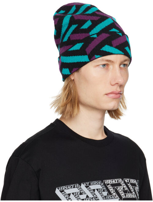 Versace Multicolor 'La Greca' Beanie