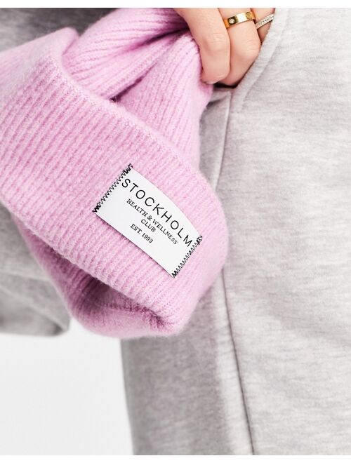 ASOS DESIGN label beanie in pink