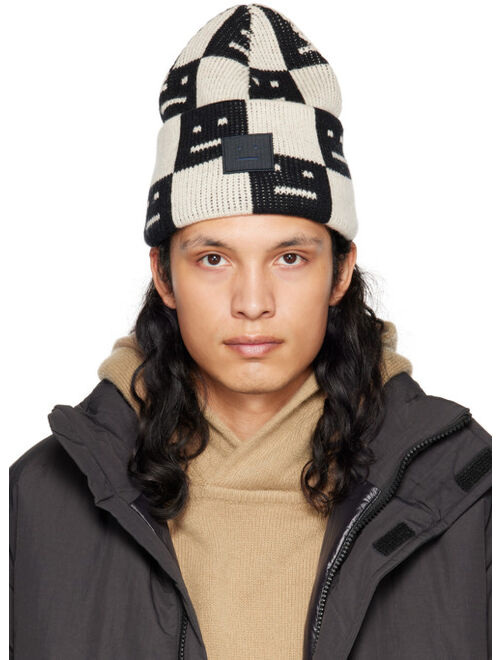 Acne Studios Black & Beige Checkerboard Beanie