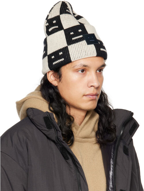 Acne Studios Black & Beige Checkerboard Beanie