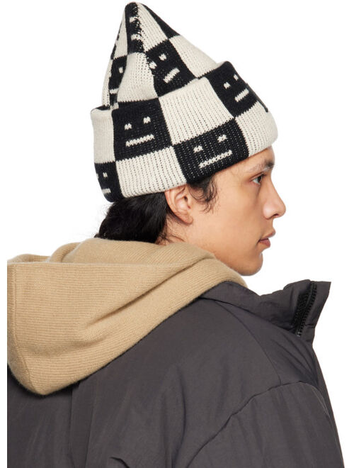 Acne Studios Black & Beige Checkerboard Beanie