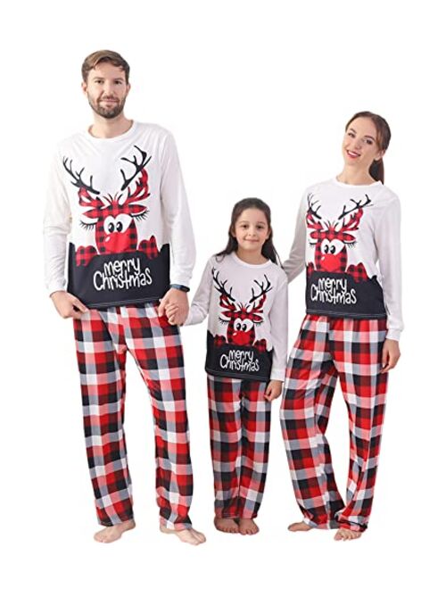 Angelggh Family Christmas PJs Matching Sets, Holiday Pajamas for Women/Men/Kids/Couples, Printed Long Sleeve Top and Pants Sleepwear