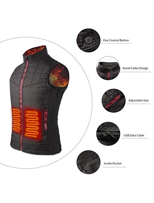 Women's Heated Vest, SUCONBE USB Charging Lightweight Heated Clothing, Heated Jacket for Hunting/Hiking(Battery Not Included)