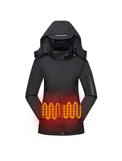 Taulene Women Heated Jacket Heated Winter Coat with Detachable Hood and Waterproof& Windproof