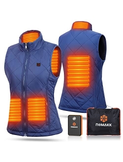 nomakk Women's Heated Vest with 3 Heating Levels, 4 Heating Zones,Neck Heating Jacket Washable with 15000mAh Battery Power