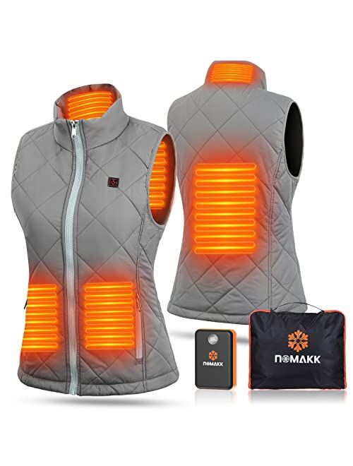 nomakk Women's Heated Vest with 3 Heating Levels, 4 Heating Zones,Neck Heating Jacket Washable with 15000mAh Battery Power