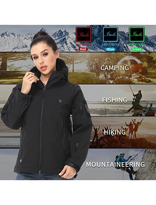 ITIEBO Heated Hooded Jacket with 20W/8500mAh Battery Pack 165/10hrs for Outdoors