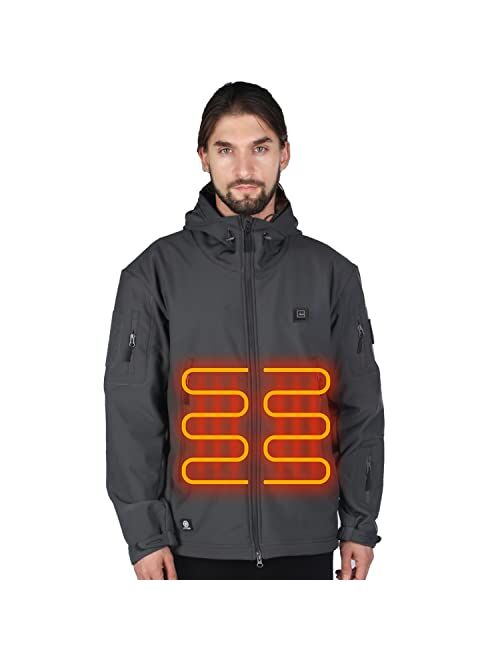 ITIEBO Heated Hooded Jacket with 20W/8500mAh Battery Pack 165/10hrs for Outdoors