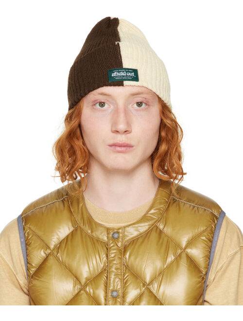 Afield Out Brown & Beige Logo Beanie