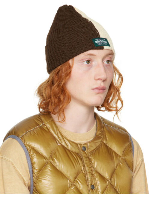 Afield Out Brown & Beige Logo Beanie