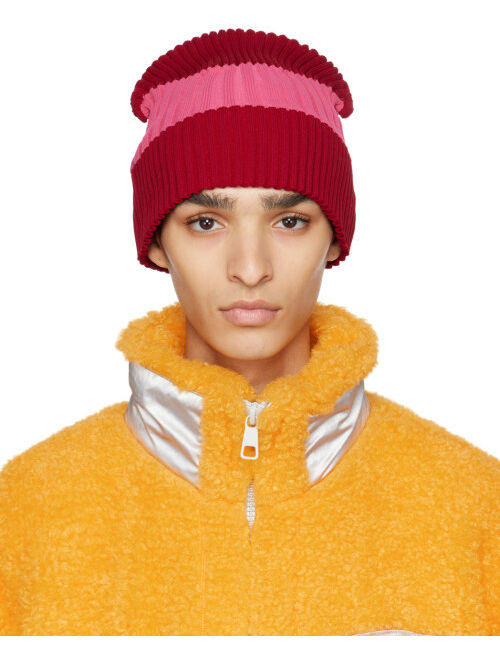 CFCL SSENSE Exclusive Red & Pink Rib Beanie