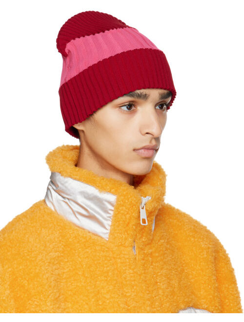 CFCL SSENSE Exclusive Red & Pink Rib Beanie