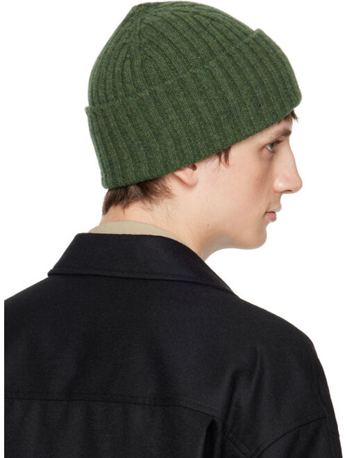 DRAKE'S Green Lambswool Beanie