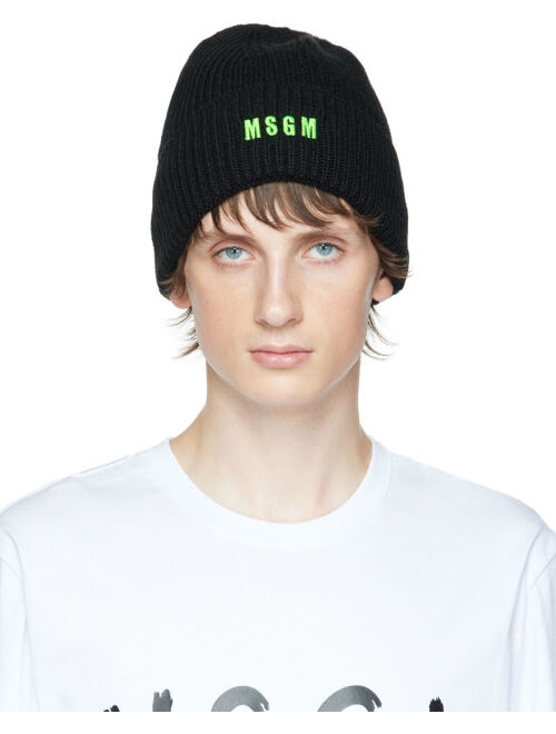 MSGM Black Rib Beanie