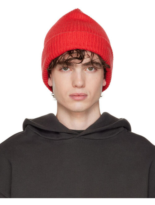 SEEKINGS Red Virgin Wool & Cashmere Beanie