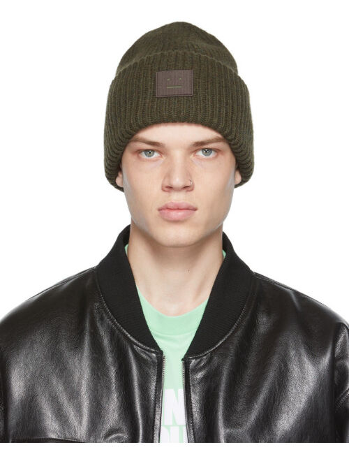 Acne Studios Khaki Wool Logo Beanie