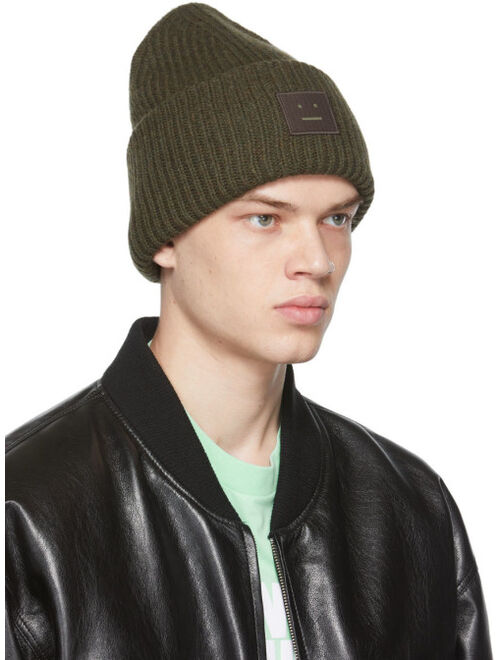 Acne Studios Khaki Wool Logo Beanie